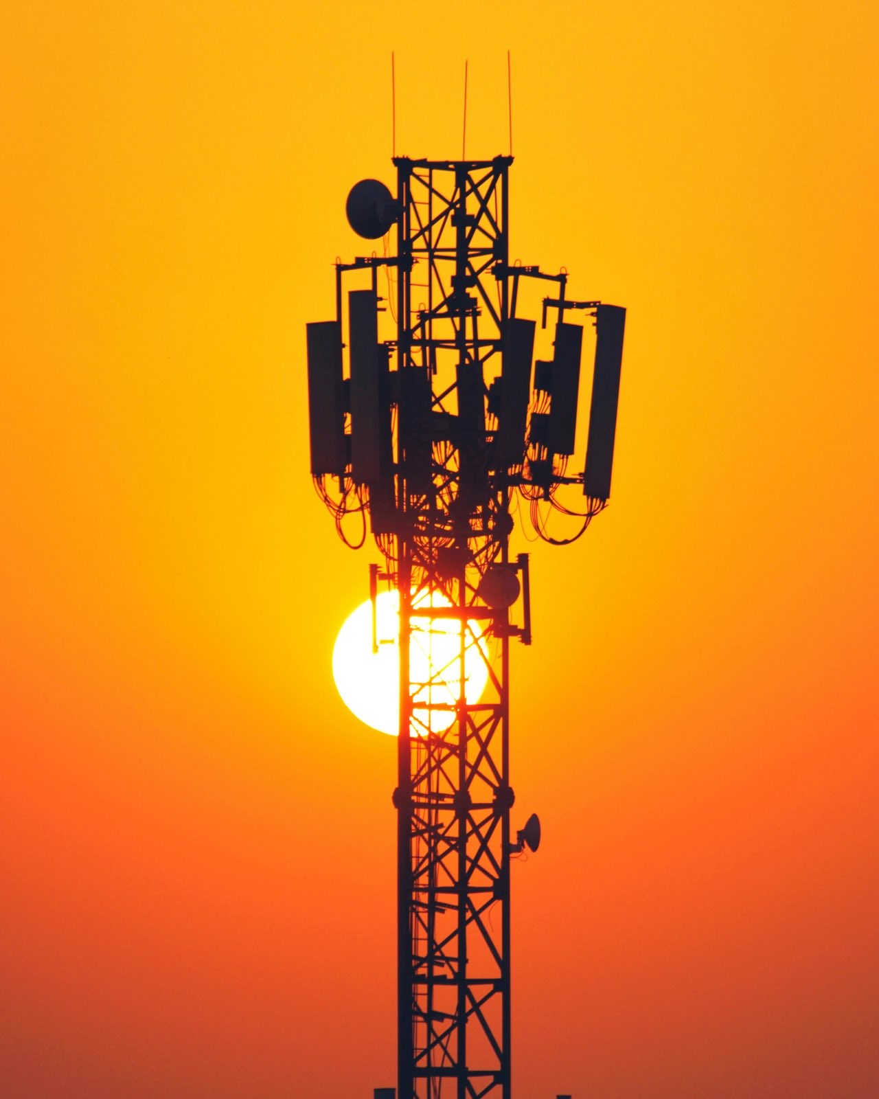 Cell tower photographed from the air